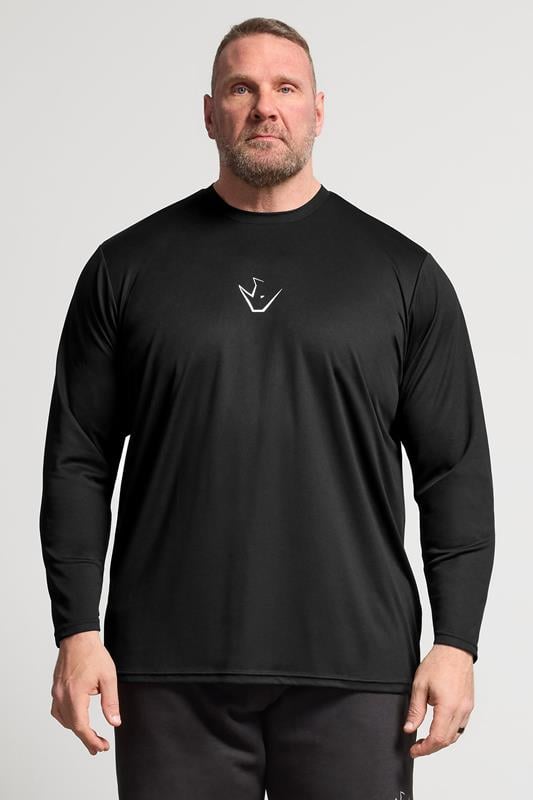 Men's  IronRhino Big & Tall Black Performance Long Sleeve T-Shirt