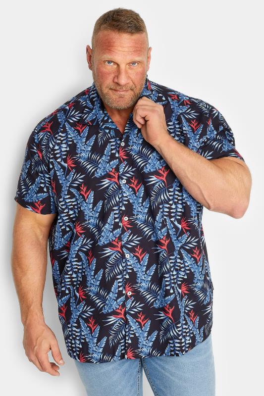 Men's  BadRhino Big & Tall Black Tropical Print Shirt