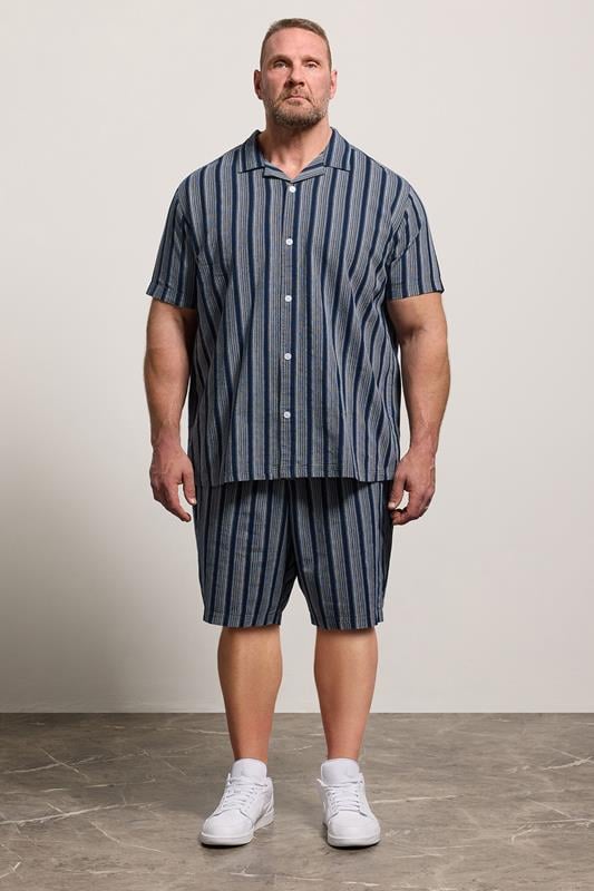 BadRhino Big & Tall Navy Blue & White Stripe Shorts | BadRhino 4