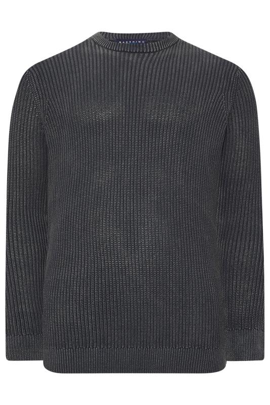 BadRhino Big & Tall Charcoal Grey Acid Wash Jumper | BadRhino 3