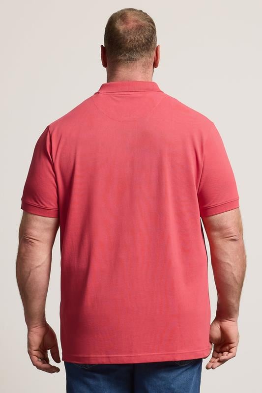 BadRhino Big & Tall Pink & Yellow Contrast Short Sleeve Polo Shirt | BadRhino 2