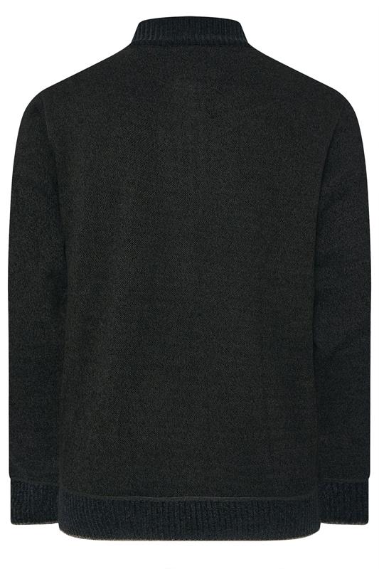 D555 Big & Tall Black Chenille Zip Through Knit Jumper | BadRhino 2