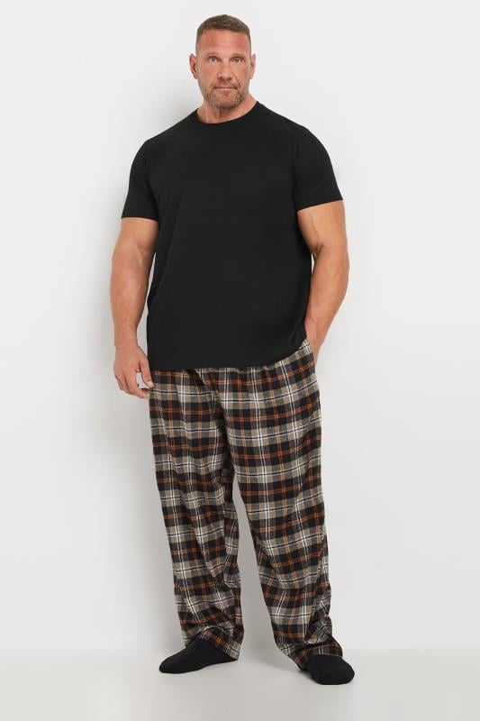 BadRhino Big & Tall Black T-Shirt & Check Trousers Pyjama Set | BadRhino 1