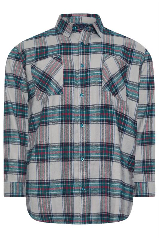 BadRhino Big & Tall Grey Check Print Long Sleeve Flannel Shirt | BadRhino 3