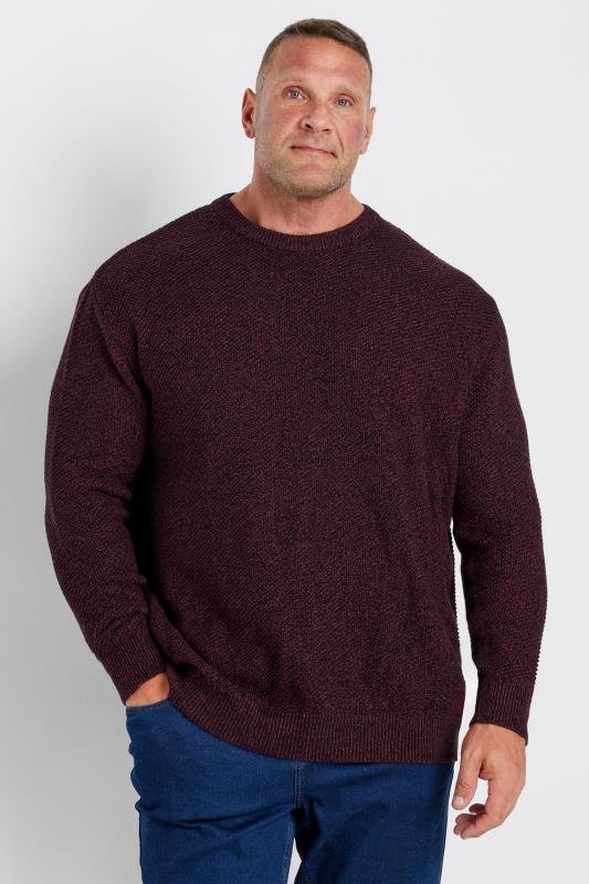 BadRhino Big & Tall Burgundy Red Crew Neck Knitted Jumper | BadRhino 2