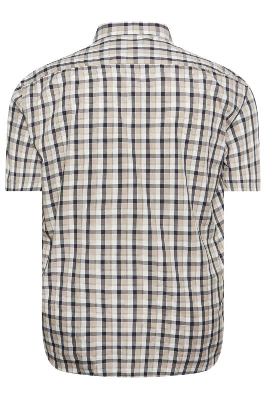 KAM Big & Tall Stone Beige Multi Short Sleeve Check Shirt | BadRhino 4