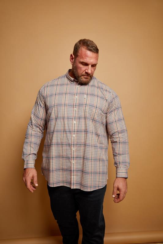 BEN SHERMAN Big & Tall Grey Multicolour Check Print Shirt | BadRhino 1