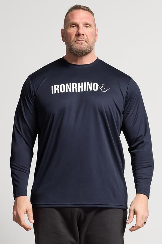 Men's  IronRhino Big & Tall Navy Blue Branded Performance Long Sleeve T-Shirt