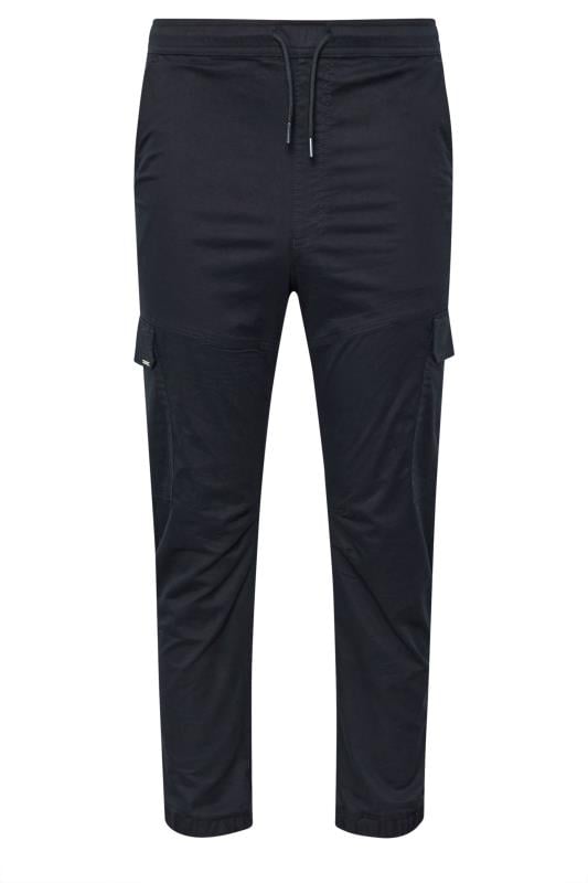 BadRhino Big & Tall Navy Blue Cuffed Cargo Trousers | BadRhino 4