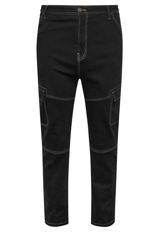 Men's  BadRhino Big & Tall Black Contrast Stitch Cargo Jeans