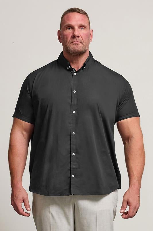 Men's  BadRhino Big & Tall Black Poplin Short Sleeve Shirt