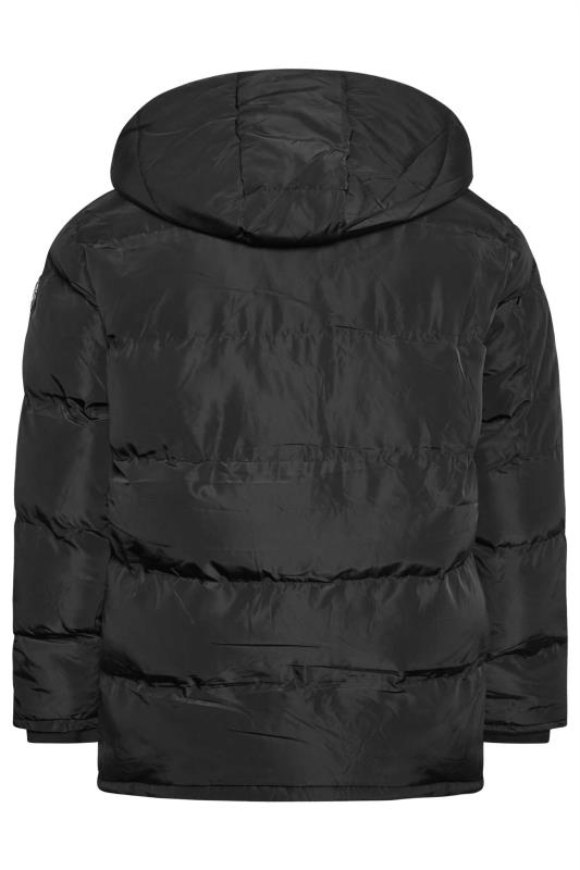 D555 Big & Tall Black Hooded Parka Coat | BadRhino 4