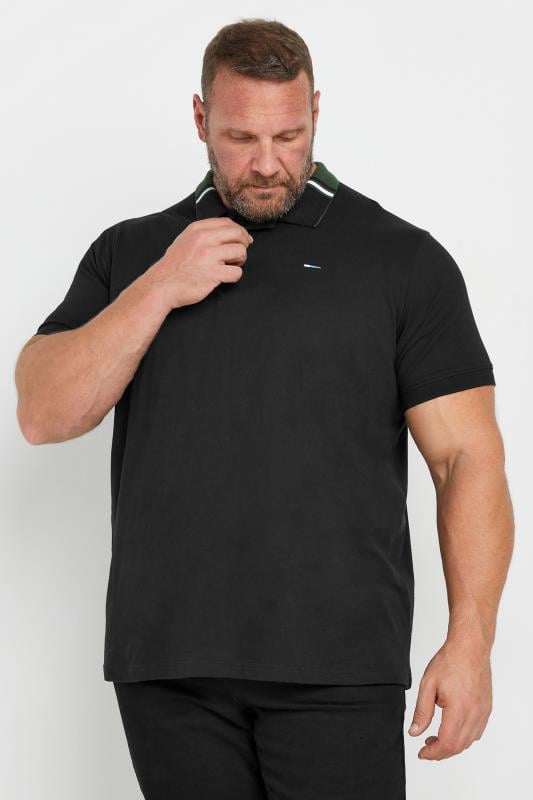 BadRhino Big & Tall Black Jacquard Polo Shirt | BadRhino 1