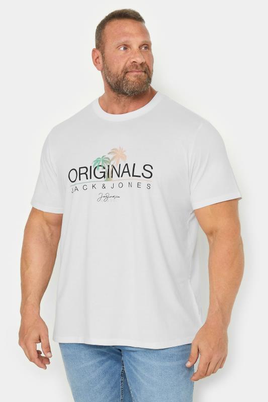 Men's  JACK & JONES Big & Tall White Palm Tree Print 'Originals' T-Shirt