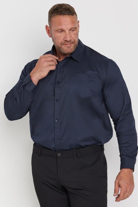 Men's  BadRhino Big & Tall Navy Blue Stretch Long Sleeve Shirt