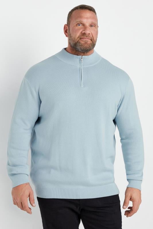 BadRhino Big & Tall Light Blue Quarter Zip Jumper | BadRhino 1