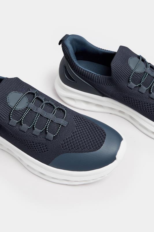 D555 Navy Hands Free Shoes With Knitted Top & Laces | BadRhino 4