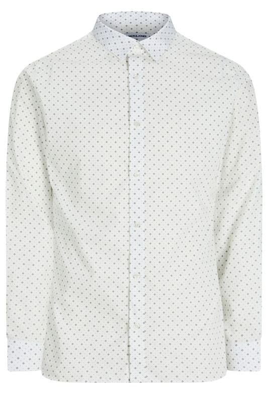 JACK & JONES Big & Tall White Geometric Print Shirt | BadRhino 1