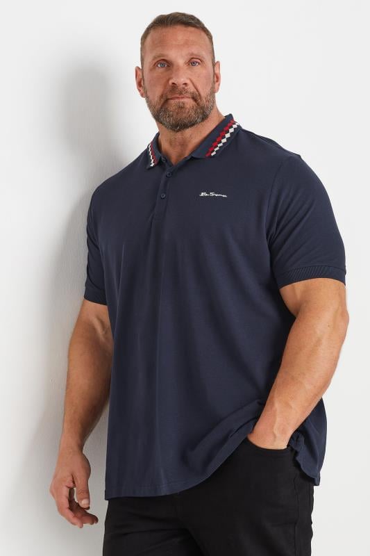 BEN SHERMAN Big & Tall Navy Signature Pique Polo Shirt | BadRhino 1