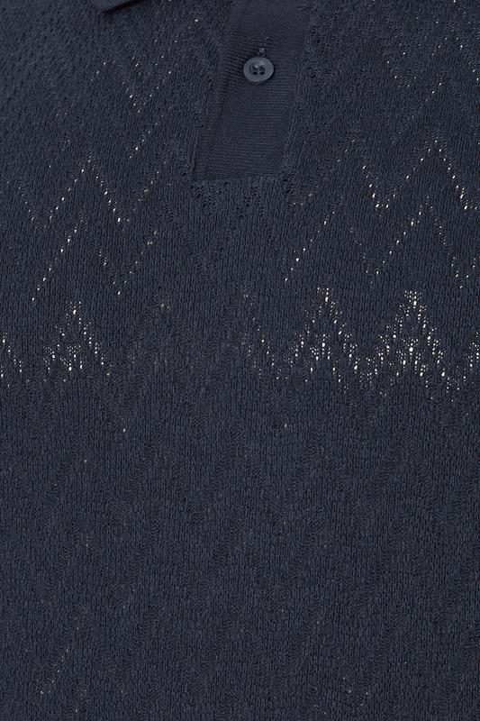 JACK & JONES Big & Tall Navy Blue Jacquard Polo Shirt | BadRhino 5