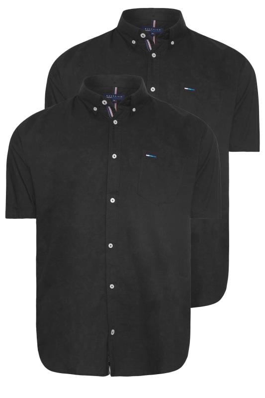 BadRhino Big & Tall Black 2 PACK Short Sleeve Oxford Shirts | BadRhino 2