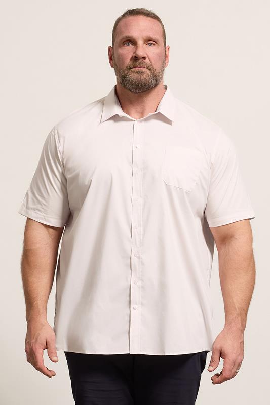 D555 Big & Tall Pink Short Sleeve Non Iron Stretch Shirt | BadRhino 1