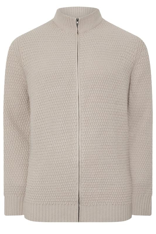 Men's  BadRhino Big & Tall Natural Brown Wool Zip Through Cardigan