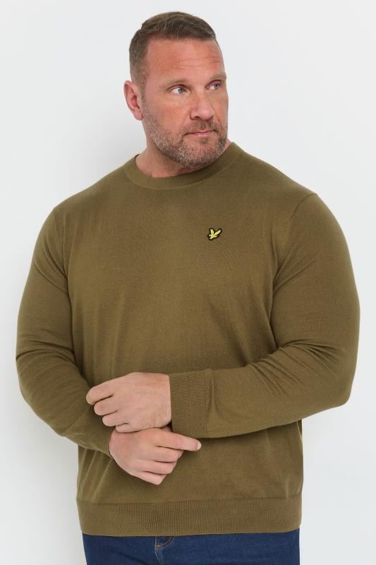 Men's  LYLE & SCOTT Big & Tall Brown Cotton Merino Crew Neck Jumper