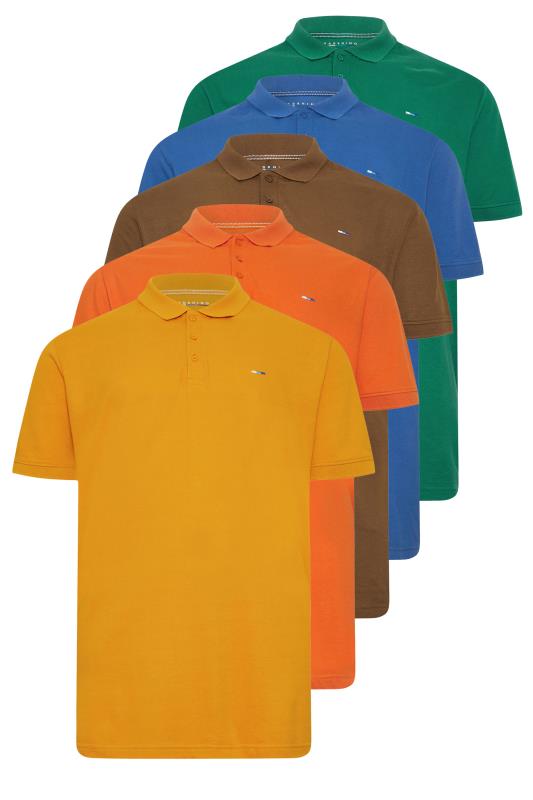 BadRhino Big & Tall 5 PACK Pumpkin Orange & Blue Polo Shirts | BadRhino 3