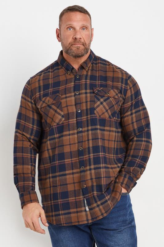 Men's  D555 Big & Tall Brown Check Print Overshirt