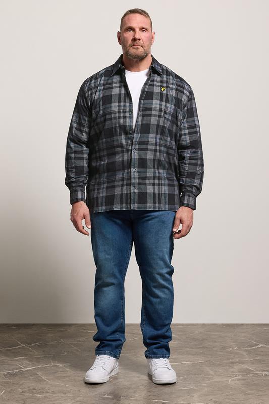 LYLE & SCOTT Big & Tall Black & White Check Shirt | BadRhino 1