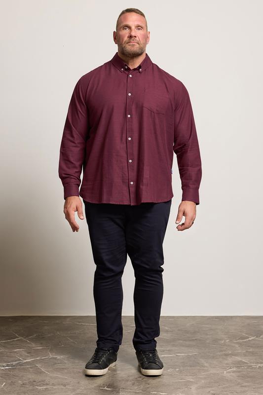 BadRhino Big & Tall Burgundy Red Long Sleeve Slub Shirt | BadRhino 2