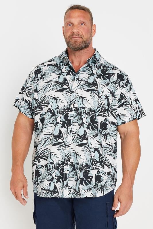 Men's  JACK & JONES Big & Tall White & Grey Palm Print Shirt