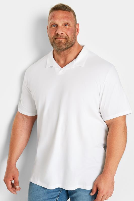 Men's  JACK & JONES PREMIUM Big & Tall White Revere Collar Polo Shirt