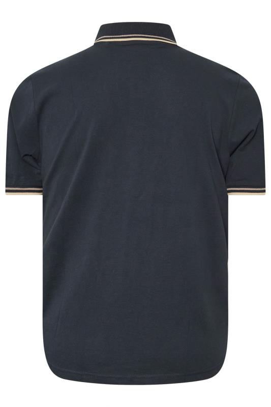 LAMBRETTA Big & Tall Navy Blue Tipped Polo Shirt | BadRhino 2