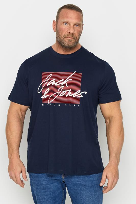 Men's  JACK & JONES Big & Tall Navy Blue Chest Logo Short Sleeve T-Shirt