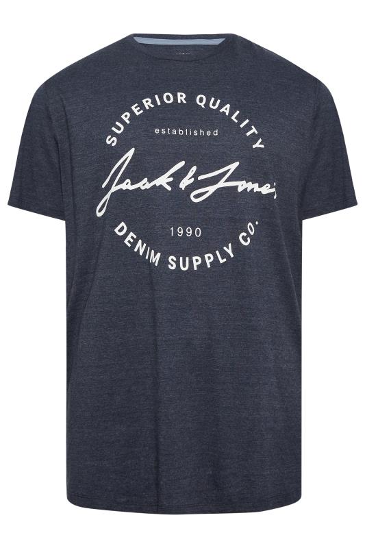 JACK & JONES Big & Tall 3 PACK Blue & Grey Logo Printed T-Shirts | BadRhino  7