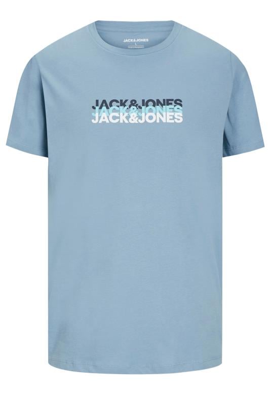 JACK & JONES Big & Tall Spring Blue Chest Logo Trio Crew Neck T-Shirt | BadRhino 2