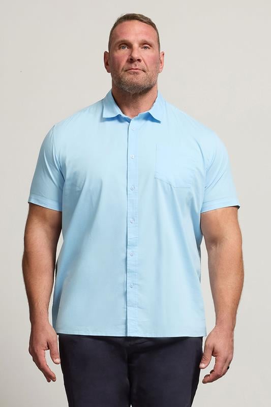 Men's  BadRhino Big & Tall Light Blue Stretch Short Sleeve Shirt