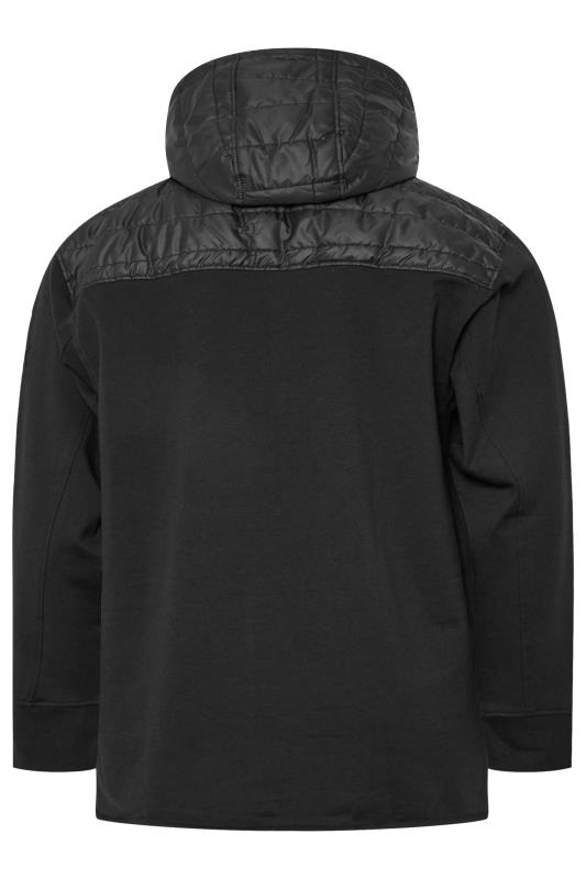 KAM Big & Tall Black Hybrid Zip Through Hoodie | BadRhino 4