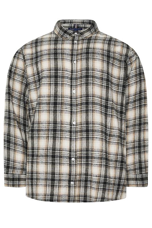 BadRhino Big & Tall Black & Tan Brown Brushed Checked Shirt | BadRhino 2