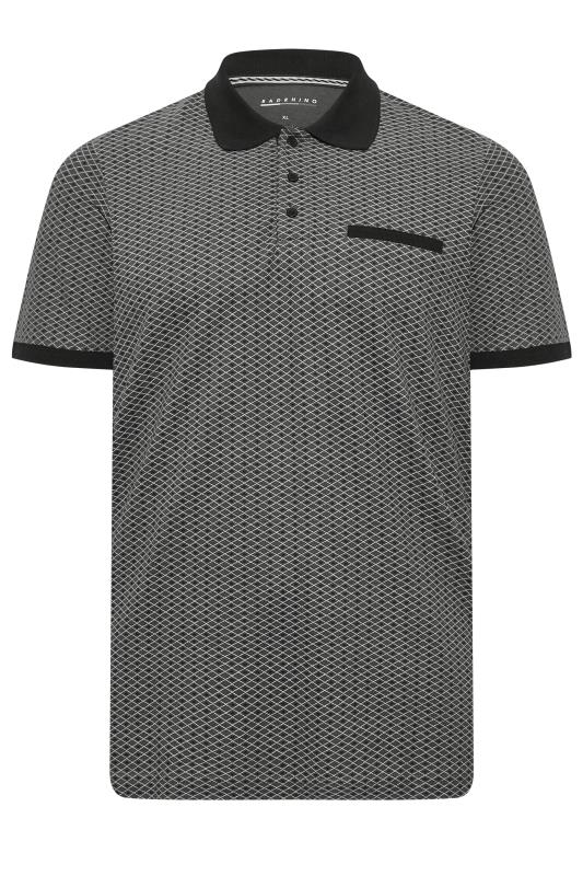 BadRhino Big & Tall Grey Geometric Print Polo Shirt | BadRhino 3