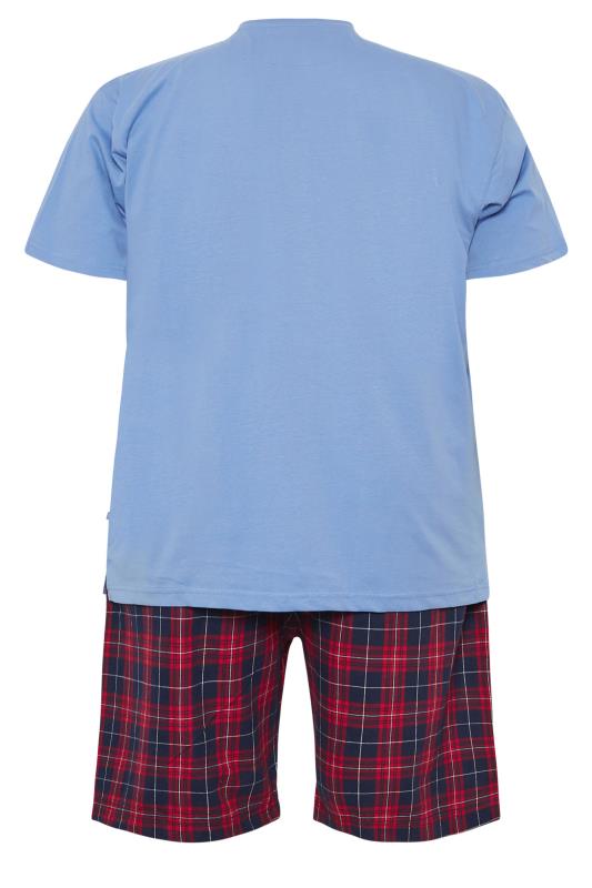 KAM Big & Tall Blue Henley T-Shirt & Shorts Set | BadRhino 2