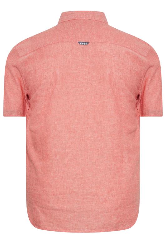D555 Big & Tall Salmon Pink Linen Mix Shirt | BadRhino 4