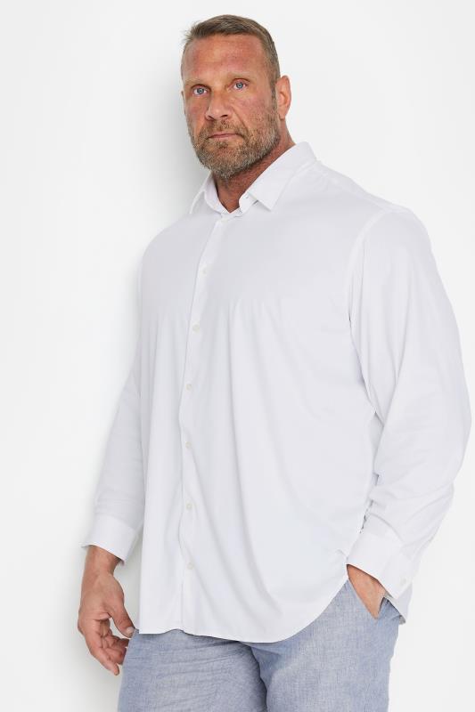 Jack & Jones Big & Tall White Long Sleeve Stretch Shirt | BadRhino 1