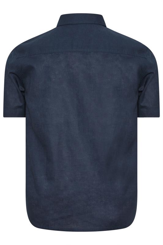 BadRhino Navy Blue Short Sleeve Linen Shirt | BadRhino 4