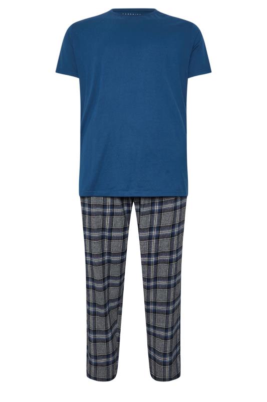 BadRhino Big & Tall Blue T-Shirt & Check Trousers Pyjama Set | BadRhino 5