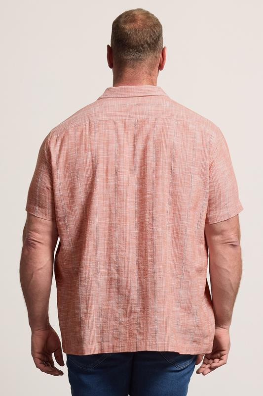 BadRhino Big & Tall Coral Pink Textured Stripe Shirt | BadRhino 4