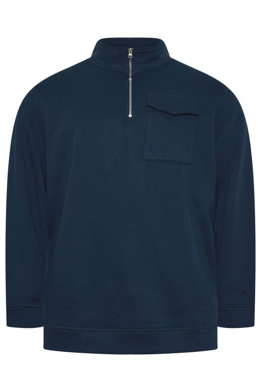 BadRhino Big & Tall Navy Blue Utility Half Zip Sweatshirt | BadRhino 4