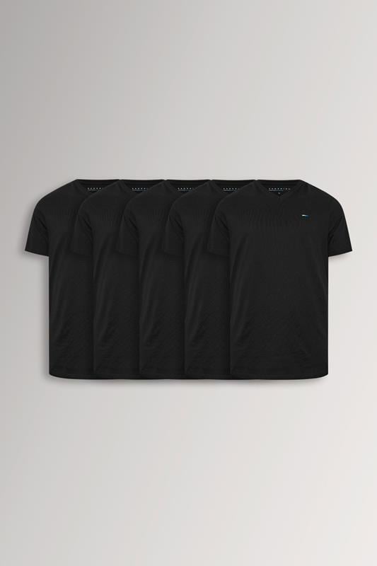  BadRhino Big & Tall Black 5 Pack V-Neck T-Shirts